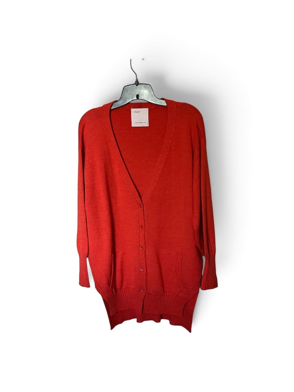 ALDO MARTINS Orange Wool-Blend Button Front Cardigan Sweater Duster Size Small